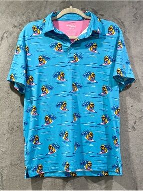 Birdie Bound Mens S Golf Performance Polo Shirt Surfing Rubber Duck Print PGA